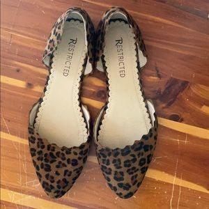 Leopard print faux suede flats